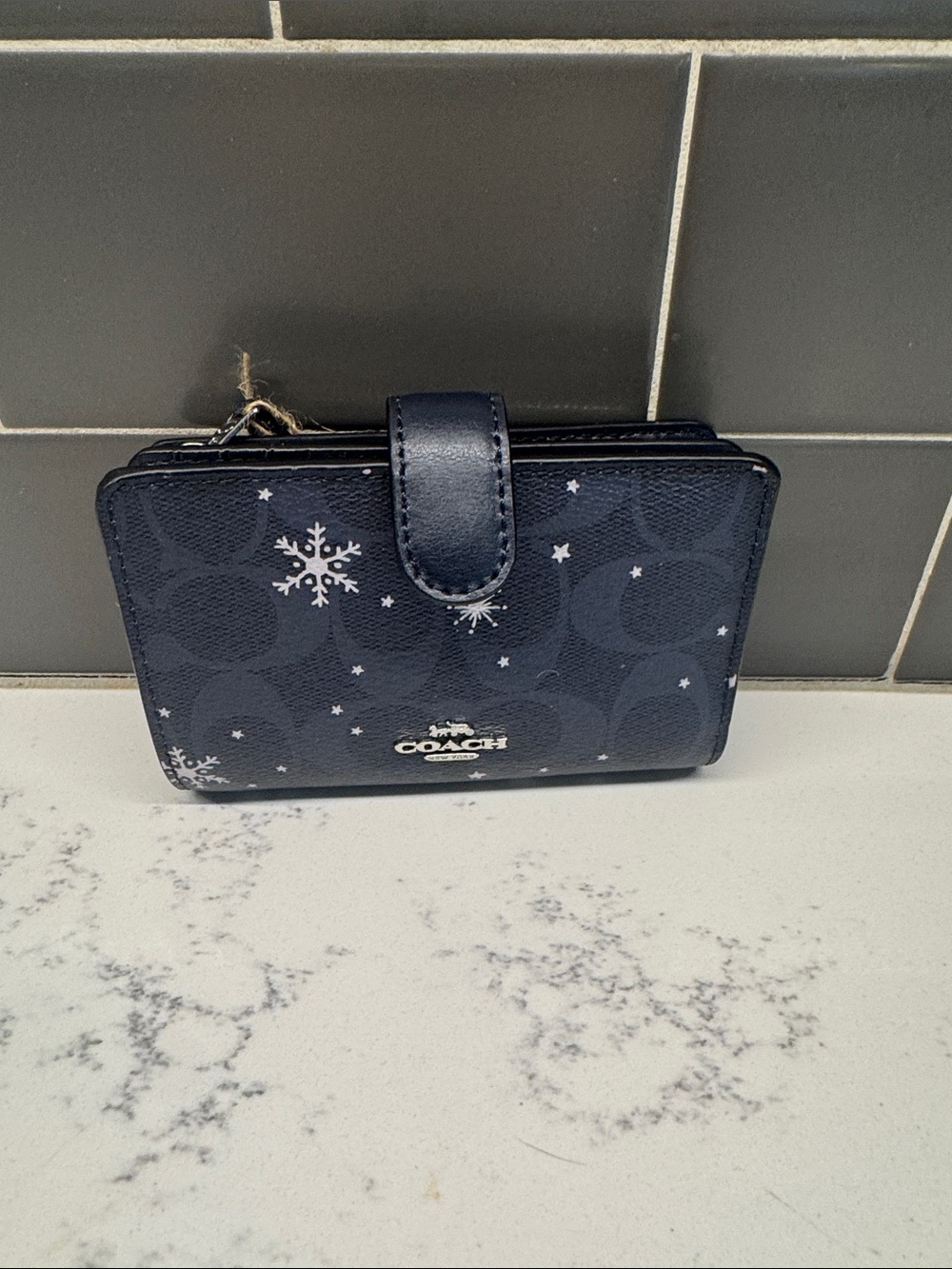 Coach Signature Snowflake Medium Zip Wallet